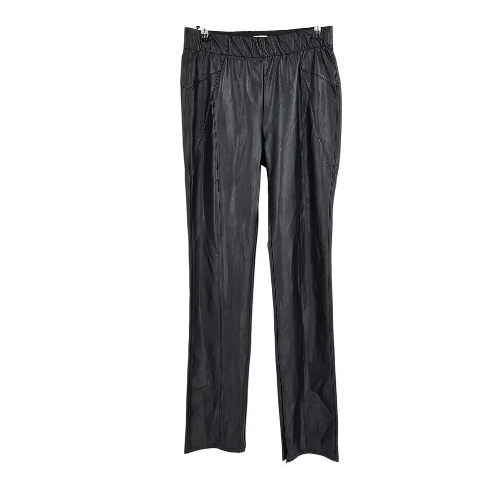 Anthrpologie Pilcro Glasgow Faux Leather Skinny Pants Black Pull On Size 27 - Picture 2 of 8